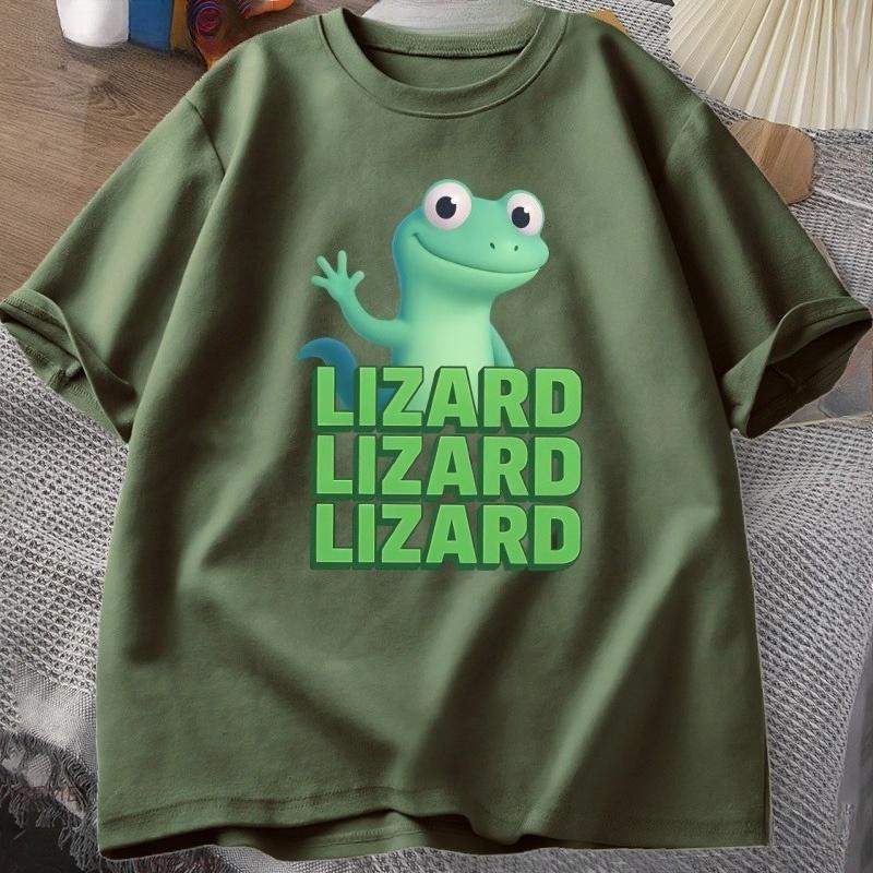 Lizard Lizard Meme TShirt for Unisex Women Funny Weirdcore Y2K Clothes Casual Loose Short Sleeve Cotton T Shirt Round Neck Tops
