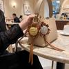 Weave Pu Flower Keychain Key Chain Bag Charm Multi-color Leather Sunflower Pendant Car Accessory