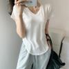 Pure Desire Wind Short-sleeved V-neck T-shirt Women's Summer New Loose and Careful Machine Pocket Top