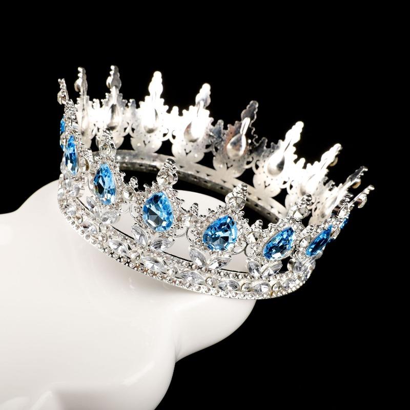 Big Crown Bridal Wedding Tiara Colorful Round Tiara Birthday Cake Decorative Ornament Queen Atmosphere