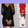 Elegant Lace Patchwork V Neck Long Sleeve Dress For Women In Winter 2023