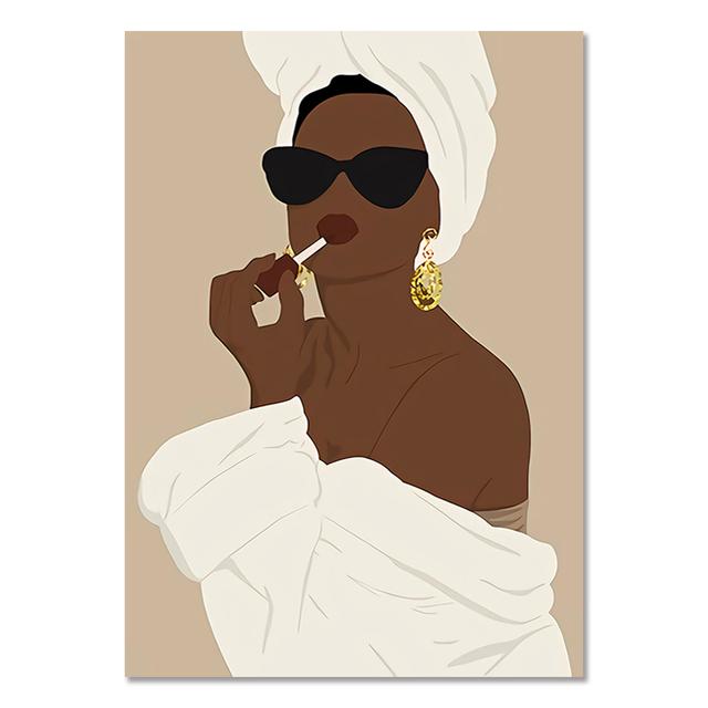 Fashion Poster African Black Woman Abstract Canvas Painting Bohemia Art Print Boho Style Wall Picture Home Girl Room Decoration