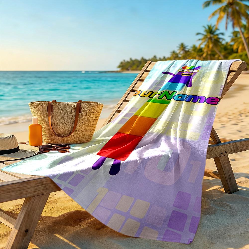 Numberblocks Customized Name Beach Towel Super Soft & Absorbent Perfect for Traveling Yoga Camping and Swimming