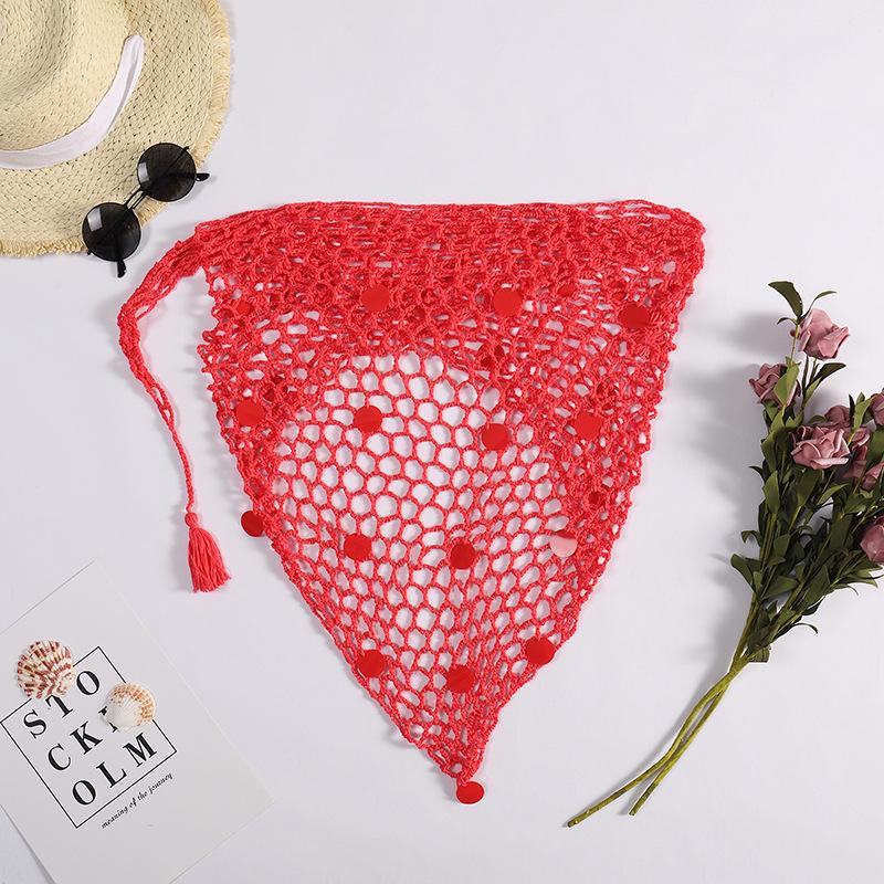 Hand-Crocheted Sequin Tie-Up Beach Cover-Up Dress