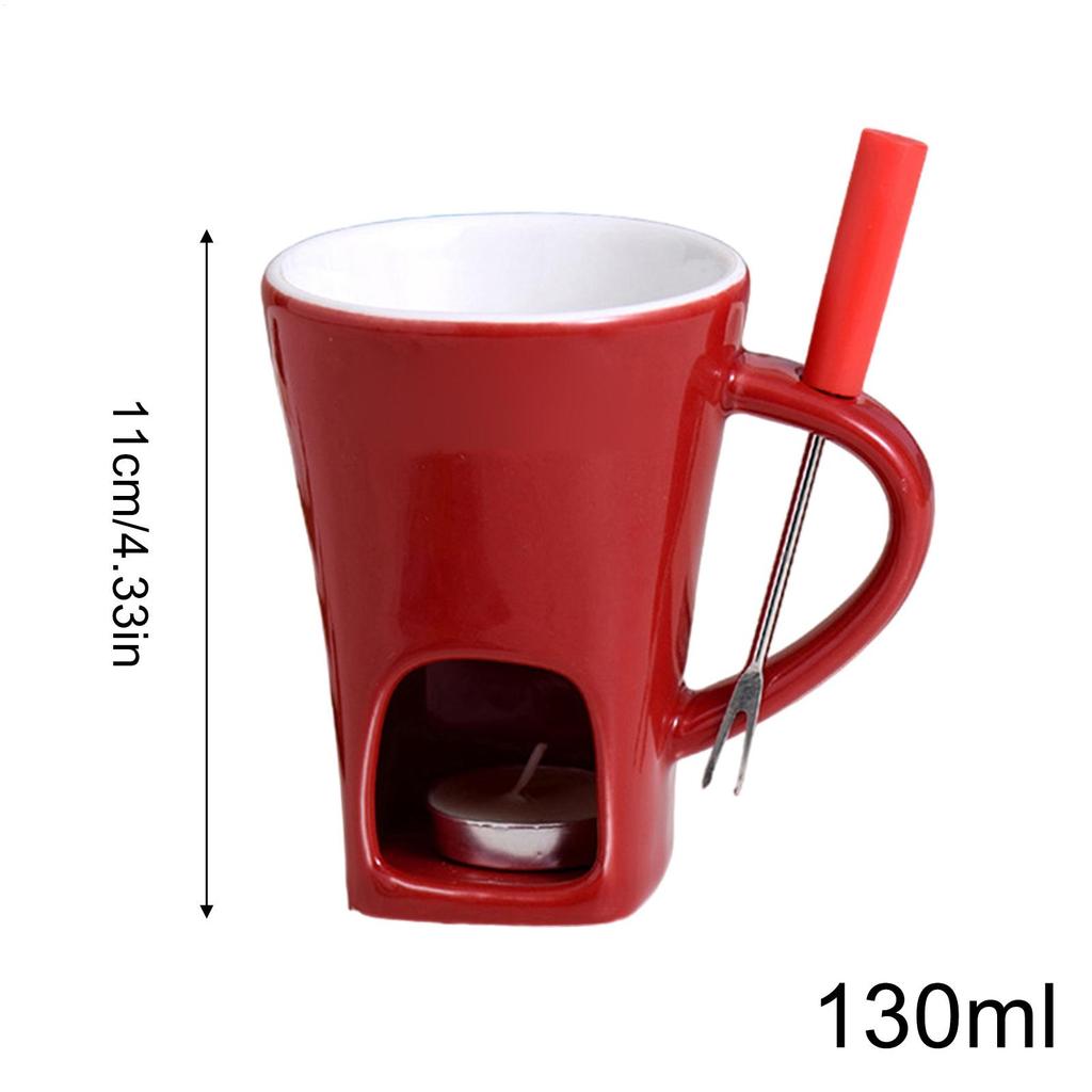 Mini Chocolate Fondue Mug Set With Fork And Candle Fondue Pots Cheese Ice Cream Fondue Maker Kit Butter Melter Cup Small Warmer