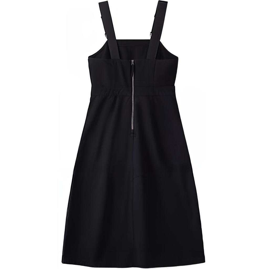 Fila Fusion Workwear Solid Color Comfortable Simple Soft Sleeveless Dress Women dresses Black T11W433301F-BK