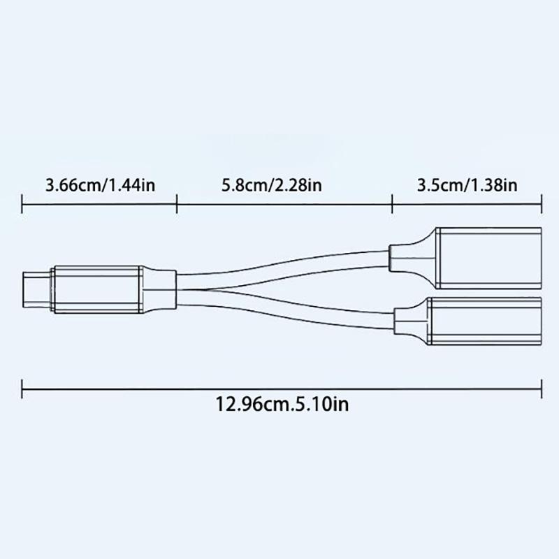 USB C OTG Cable Phone Adapter 2 In 1 Type C Male To USB C Female Charging Port With USB Female Splitter Adapter