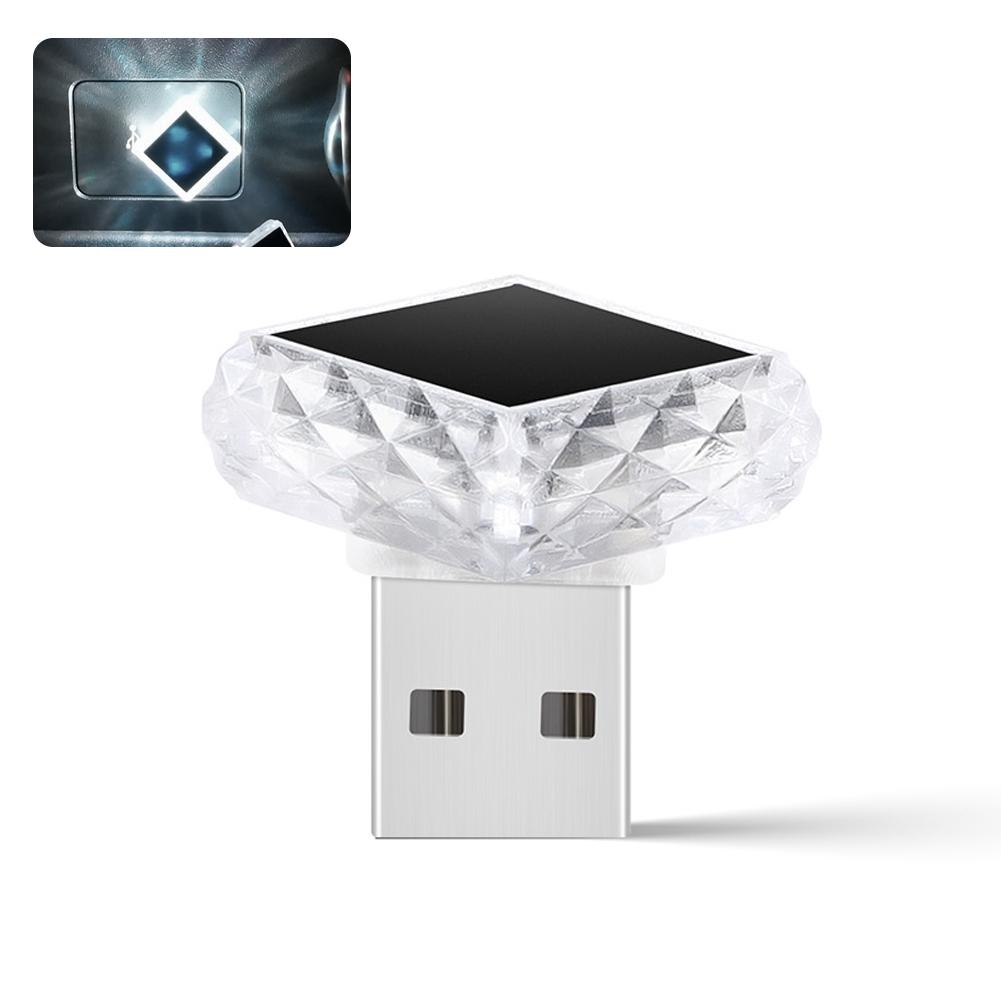 Car Interior USB Ambient Atmosphere Light LED Decorative Signal Lights Auto Reading Lamp Decorations Diamond Triangle