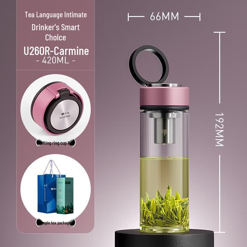 Wanxiang Portable Thickened Glass Water Bottle with Handle