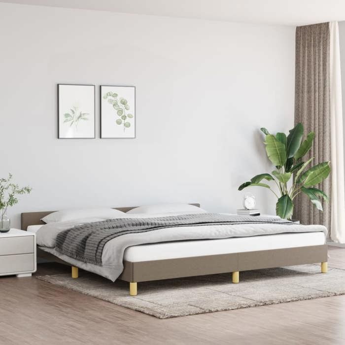 VidaXL Cadre de Lit avec Tête de Lit Sommier à Lattes Lit Rembourré Cadre à Lattes Lit Double Adulte Meuble de Chambre Taupe 347443