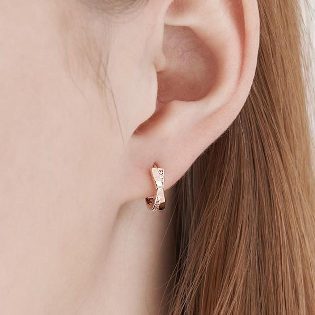 14K GF Cross Ribbon One-Touch Ring Earrings C24EGF198
