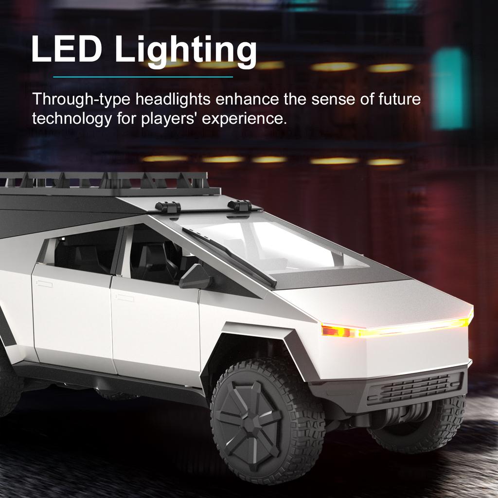 Pickup Truck Model, 2.4GHz Alloy Remote Control Camping Car with Lights, Vehicles Toys for Kids Boys Silver 1 Battery