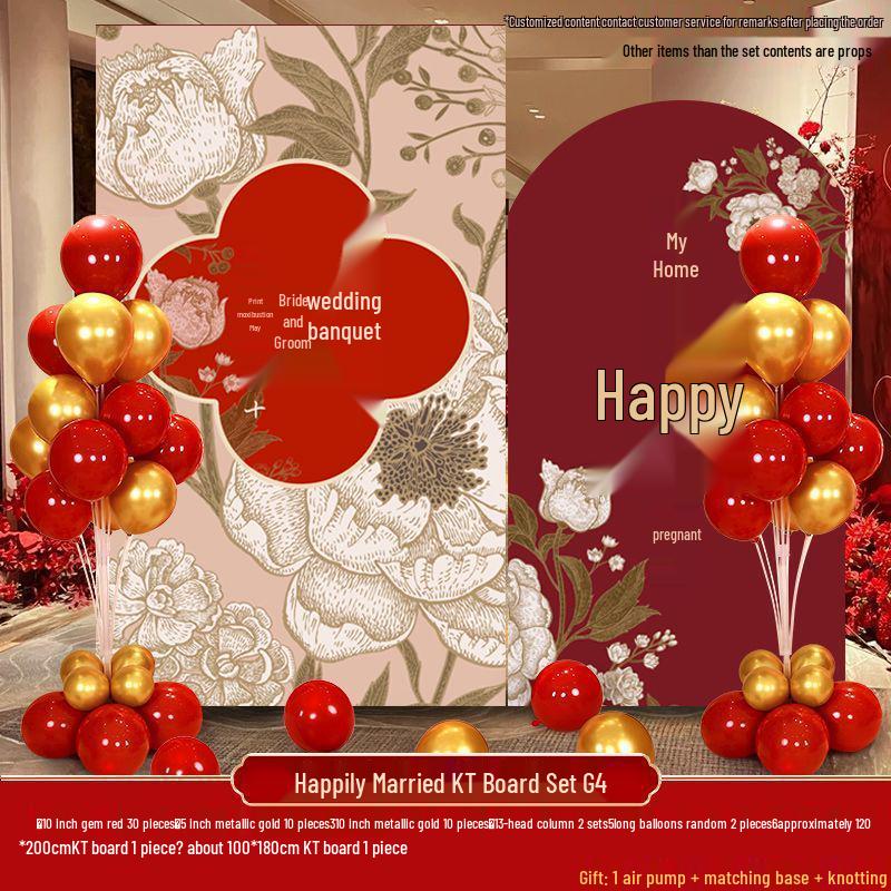 Wedding Engagement Photo Area Decoration Set: Balloon Kit & Welcome Board for Background Wall