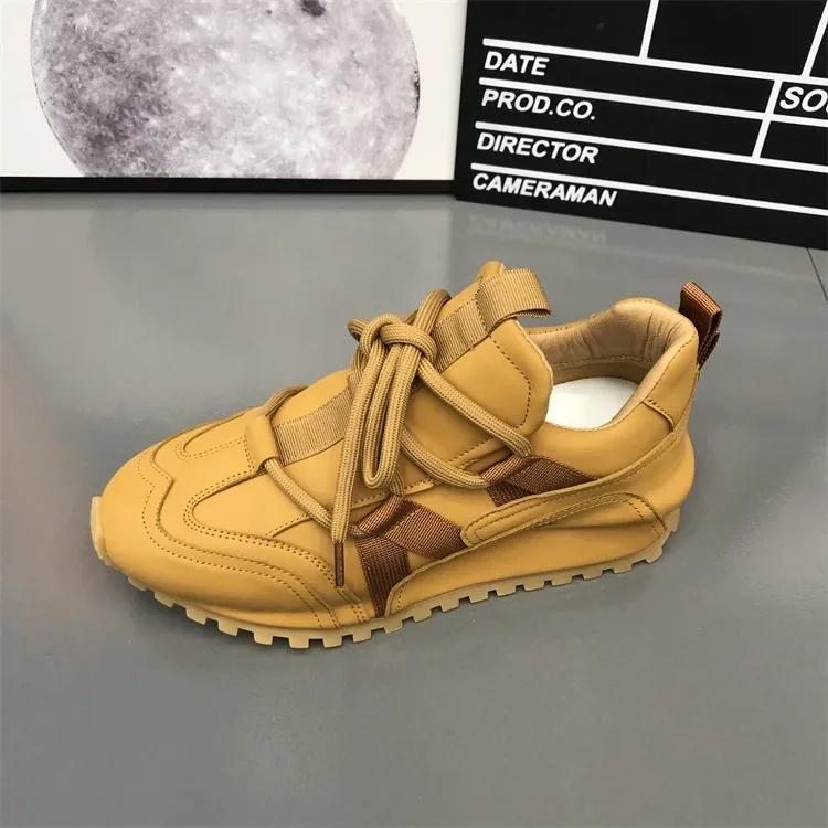 Pantofi de sport de modă pentru bărbați Acoperire de jos Pantofi de bord la modă Casual piele din microfibră Respirabil Pantofi cu platformă plată internă sporită