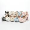 Lolita Shoes Japanese Pearl Bow JK Sweet Cute Strap Super High Heel Round Head Student Kawaii Tea Party