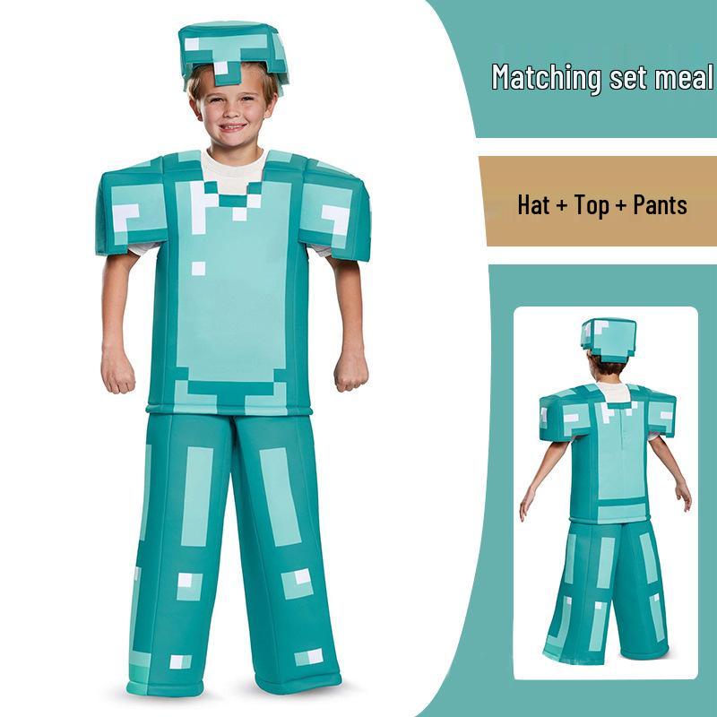 My World Minecraft Diamond Armor Cosplay Costume for Halloween