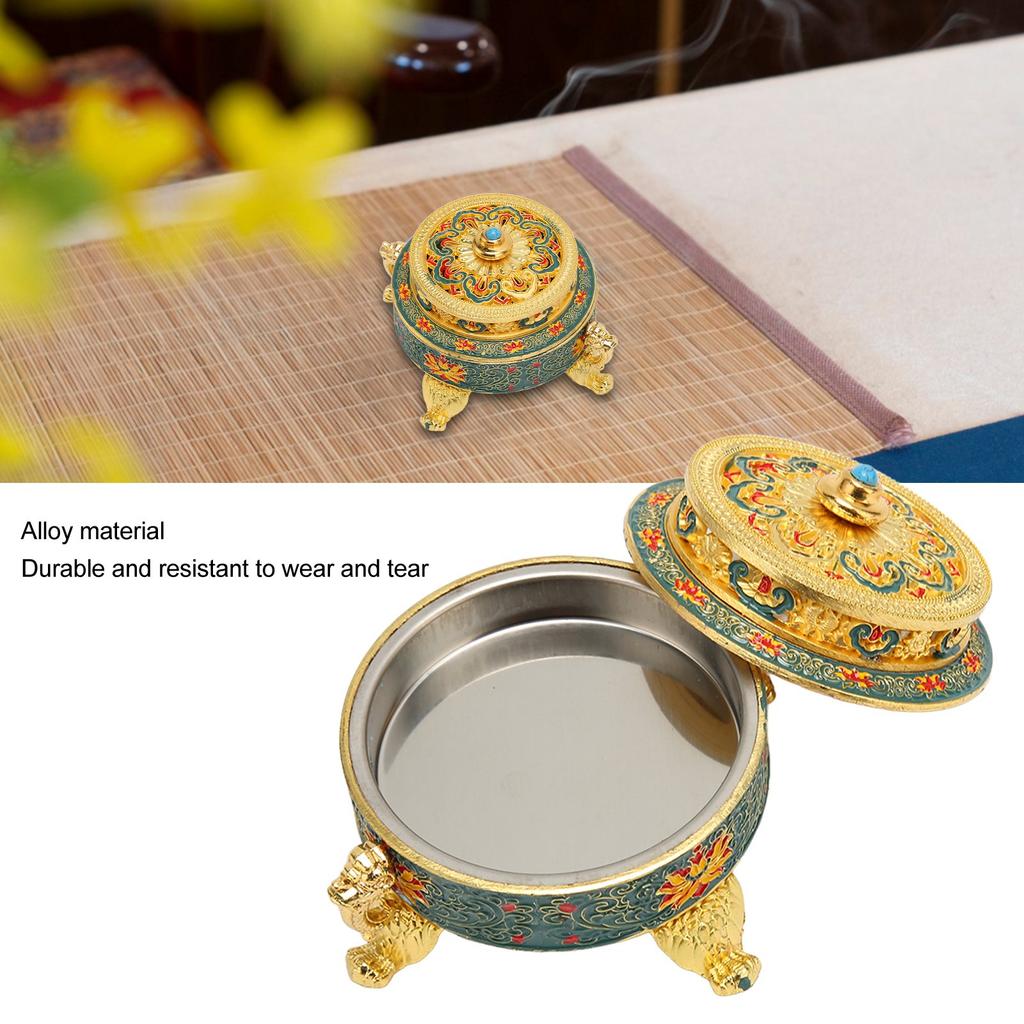 Trinket Incense   with Lid Handcraft Antique Polished Process for Decoration Meditation Room
