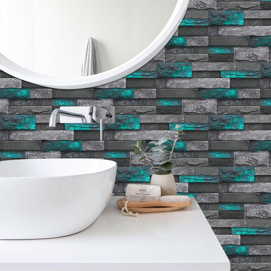 Retro Pvc Tile Wall Sticker Self-Adhesive Living Room Kitchen Waterproof And Moisture-Proof Wall Decoration Self-Sticker Wallpaper