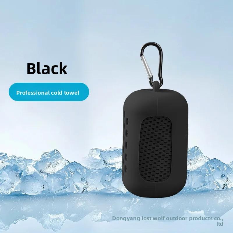 

1× Портативное круглое силиконовое полотенце с охлаждающим эффектом, быстросохнущие полотенца из полиэфирного волокна для пляжных аксессуаров, спорта, фитнеса 30 100 чёрный