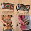 Ethnic Embroidered Long Wallet With Tassel Polyester Fabric Retro Style