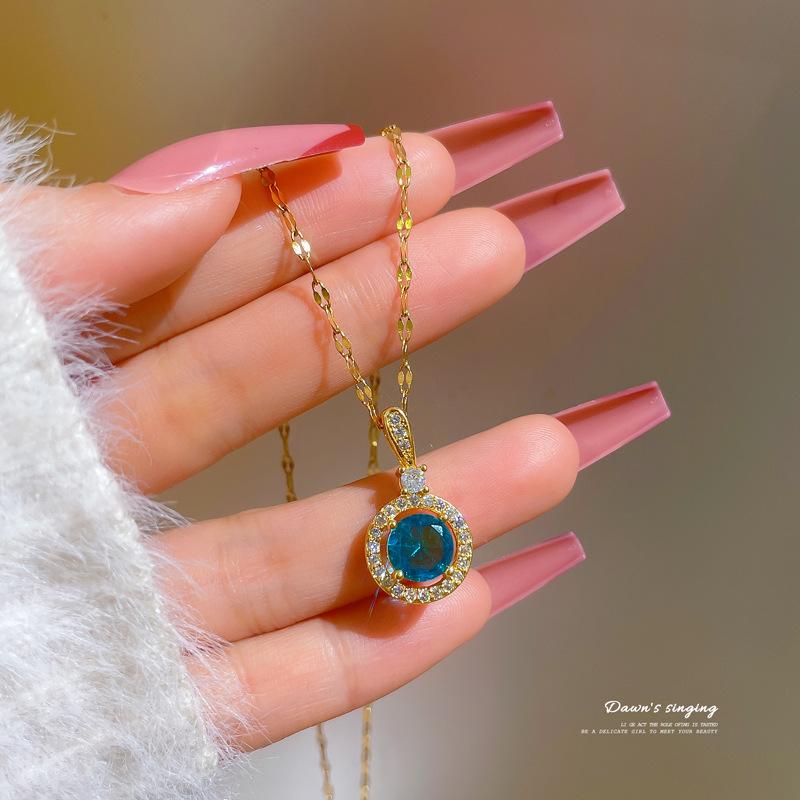 Personalized Niche Design Temperament Smart Shining Necklace Women, Simple Luck Pendant