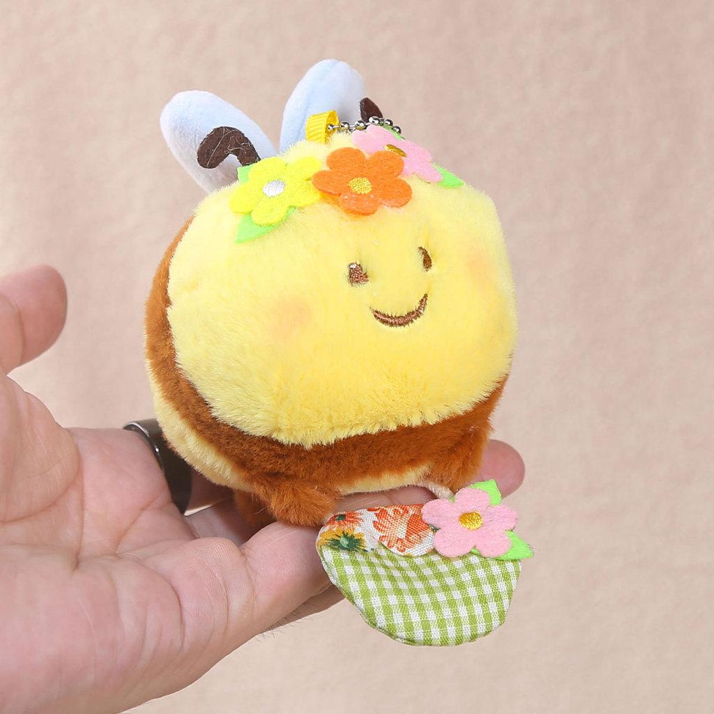 Animal Plush Bee Charm With Flower And Checkered Basket Decoration For Kids