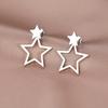 Stainless Steel Earrings New Classic Kpop Sweet Double Stars Temperament Girl's Daily Wear Pendants Earrings For Women Jewelry