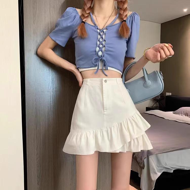 2024 Women's Trendy High-Waist Ruffle A-line Skirt - Spring & Autumn Collection