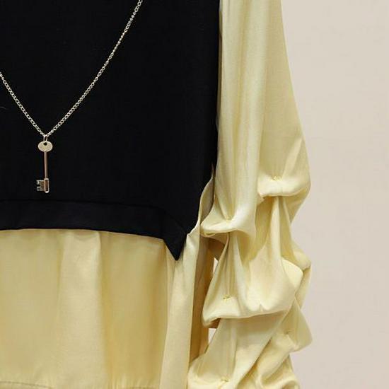 2024 Spring/Autumn Korean Style Patchwork Contrast Slim Long Sleeve Round Neck Two-Piece Shirt