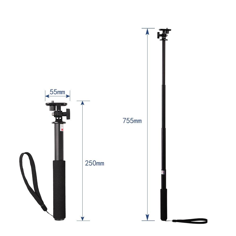 Selfie Stick Z Uchwytem Na Kamerę - Czarny