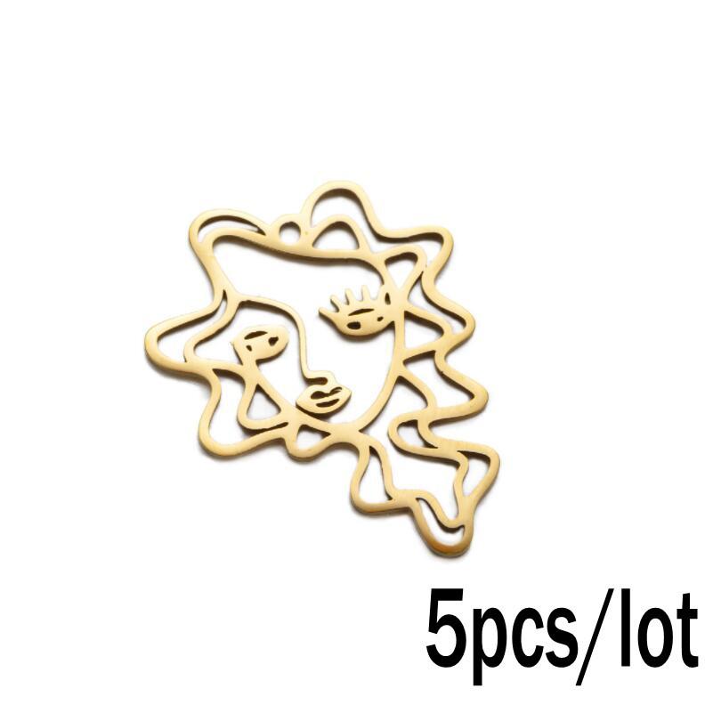 Abstract Human Face Pendant Necklace - Stainless Steel Cartoon Girl Design