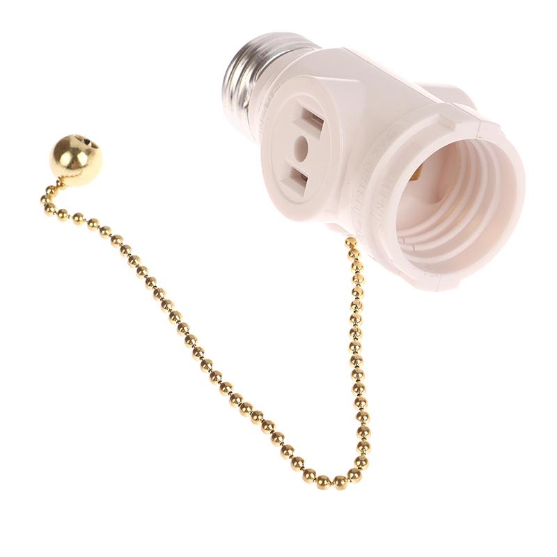 White Black Bakelite L5-15R Us To E26 Light Bulb Socket With 15Cm Pull Chain Switch America Lamp Holder Conversion Base