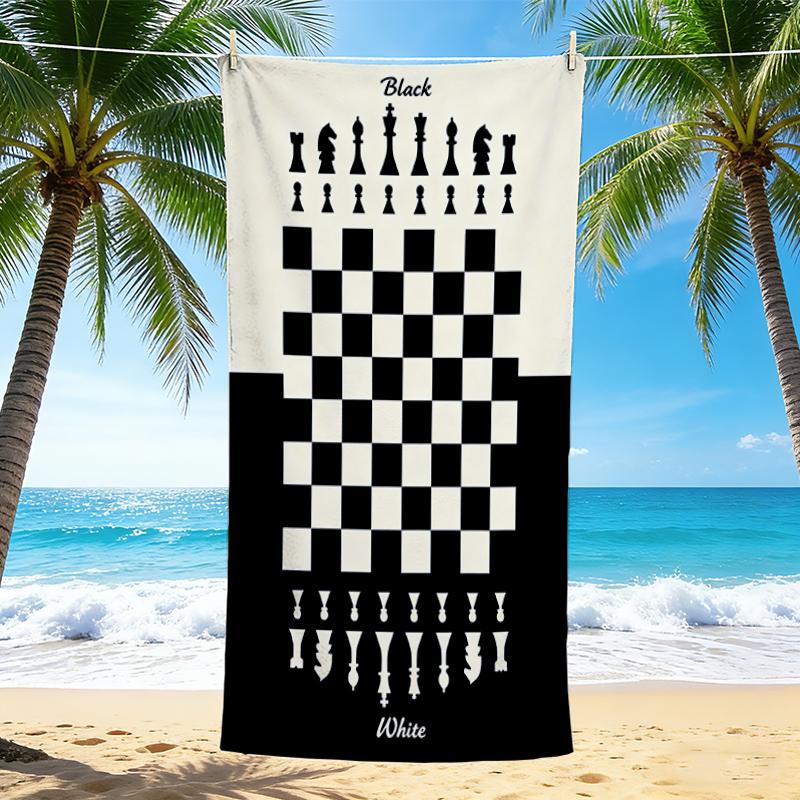 1Pc Chess Strategy Beach Towel, Quick Dry, Multi-Use for Beach Pool Gym Yoga Home Travel, Christmas, Halloween, Xmas Gift M928100