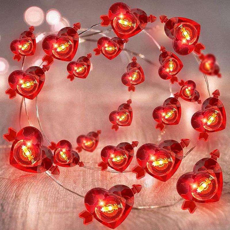 

1 шт. Декор для дома на батарейках 20 светодиодов 2 м Светодиодная гирлянда для улицы в форме сердца Сделай сам 2m
