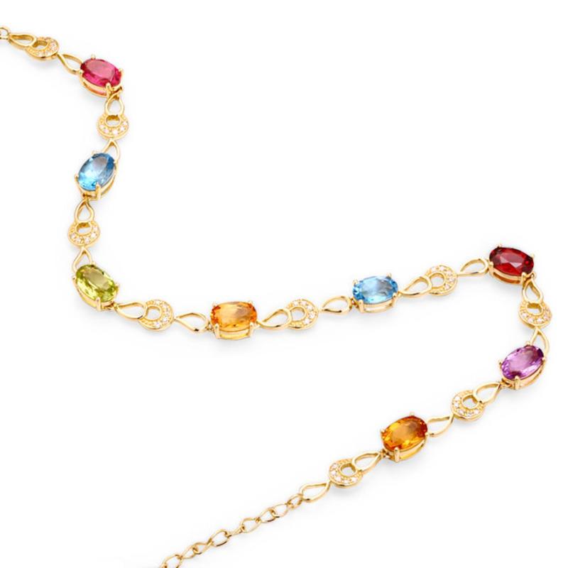 BELLA BOX New Fashion Personality Rainbow Seven-color Plated 18K Gold Color Treasure Bracelet Female Imitation Tourmaline Hand Jewelry
