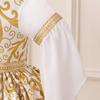 Middle Eastern Muslim Princess Evening Dress for Toddlers - White Patchwork Design