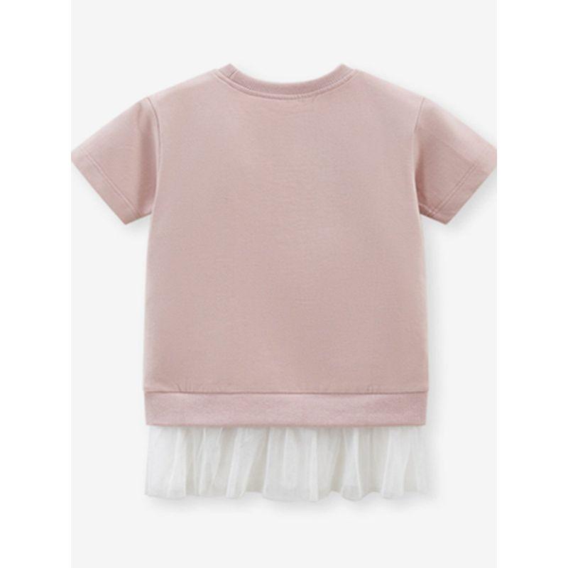 Girls' Pure Cotton Mid-Length Short-Sleeved T-Shirt Dress, New Summer Thin Children's Pink Stylish Round-Neck Top 8