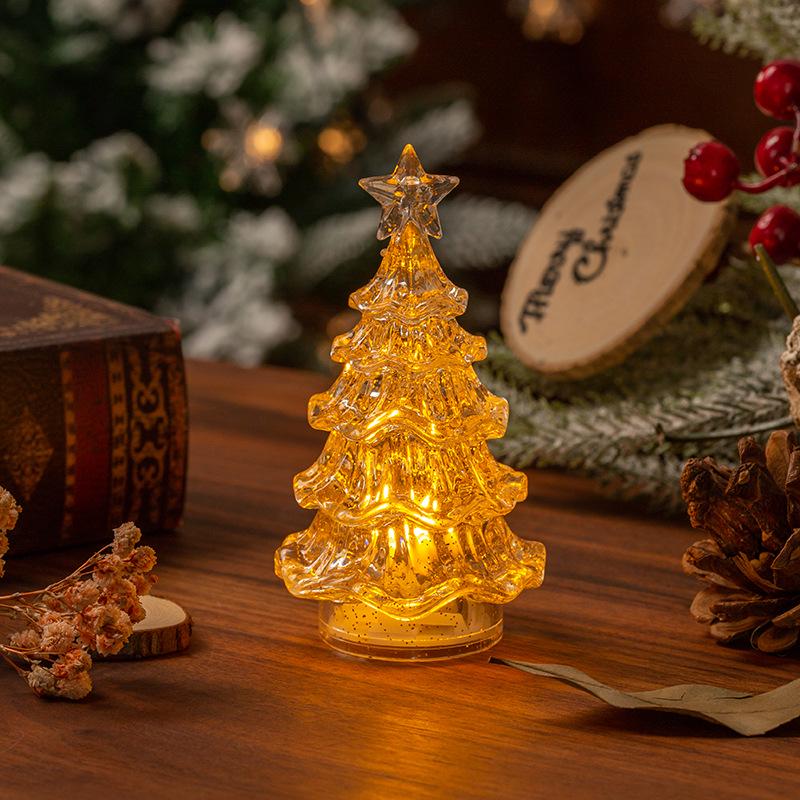 LED Mini Christmas Tree Ornament: Desktop Crystal Night Light for Holiday Decor