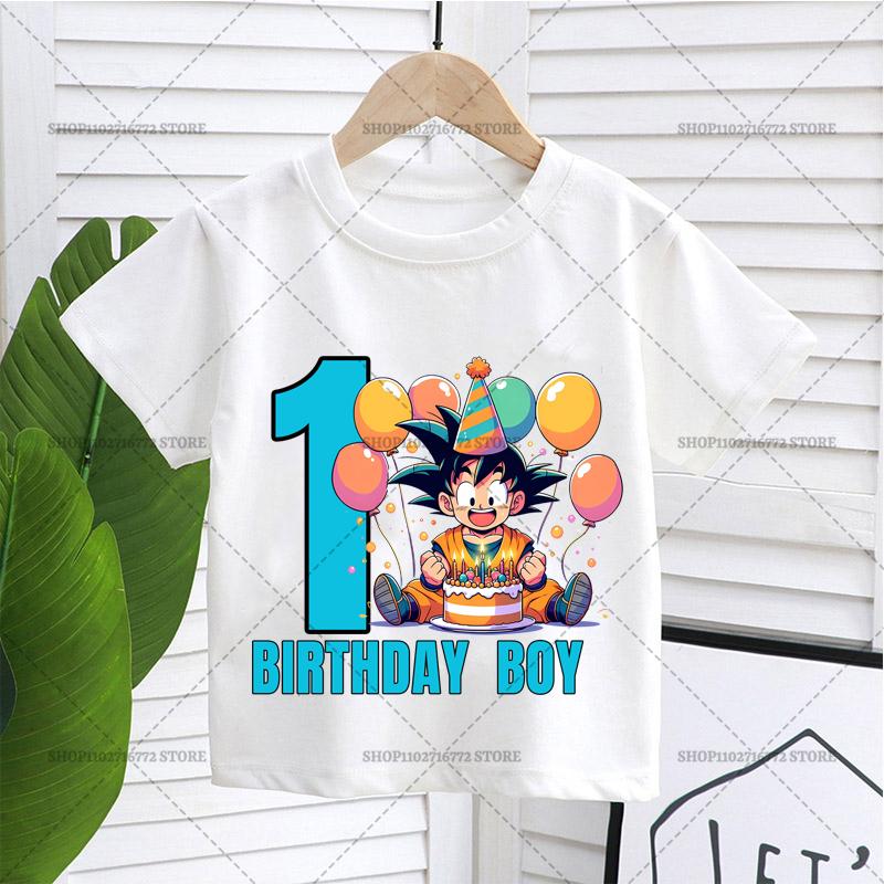 Neues Dragons Ball T-Shirt Junge Nummer Geburtstagskleidung Mode Goku Anime Figur Print Kleidung Top Kind Sommer Atmungsaktives Top Geschenk