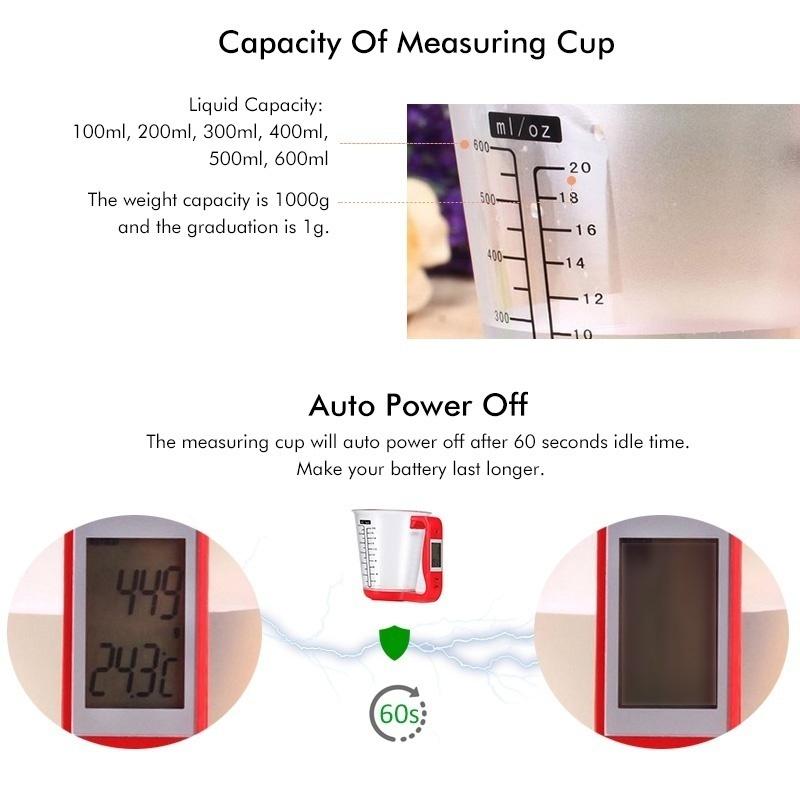 1000G 600ML Capacity Measuring Cup Detachable Kitchen Scales LCD Electronic Measurement Tool