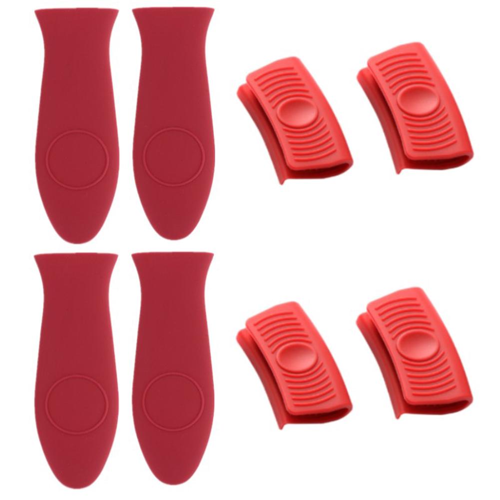 8Pcs Silicone Pan Handle And Pot Grips Heat Resistant Cover For Frying Cookware Parts Unique Kitchen Tools Cookware Parts