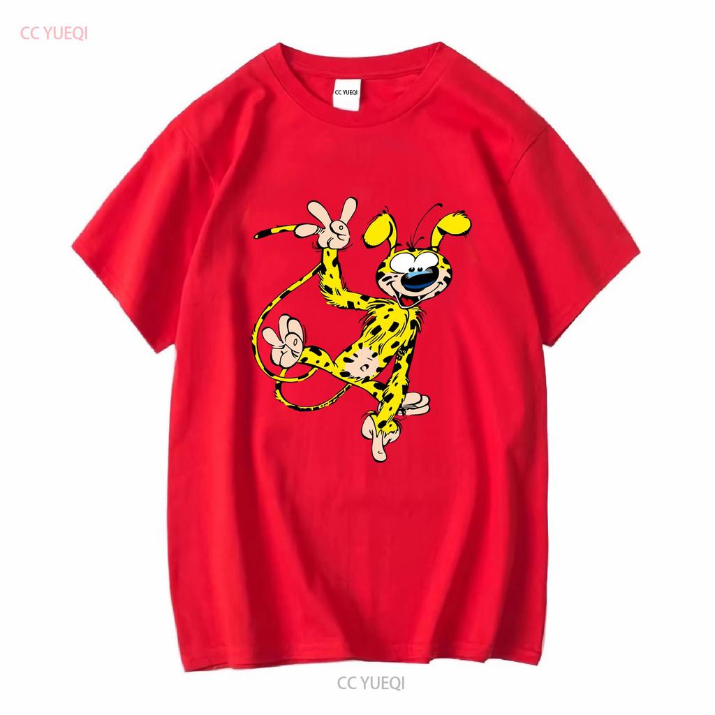 Winkendes Marsupilami Klassisches Retro Vintage T-Shirt S 5XL vintage gewaschen homme Gestreckt Lässig Streetwear-Mode Atmungsaktiv