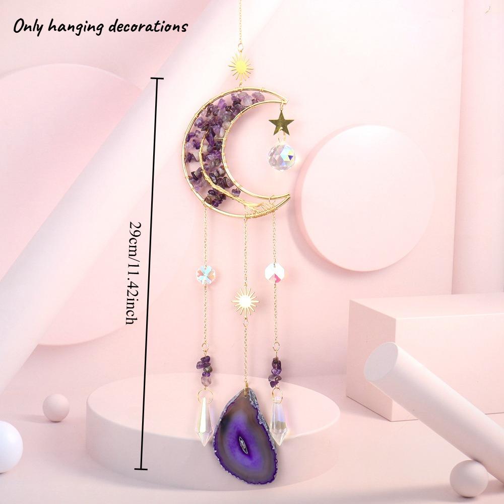 

Golden Moon Tree of Life Agate Slices Sunshine Catcher Sun Rainbow Window High Beauty Decorative Ornament аметист