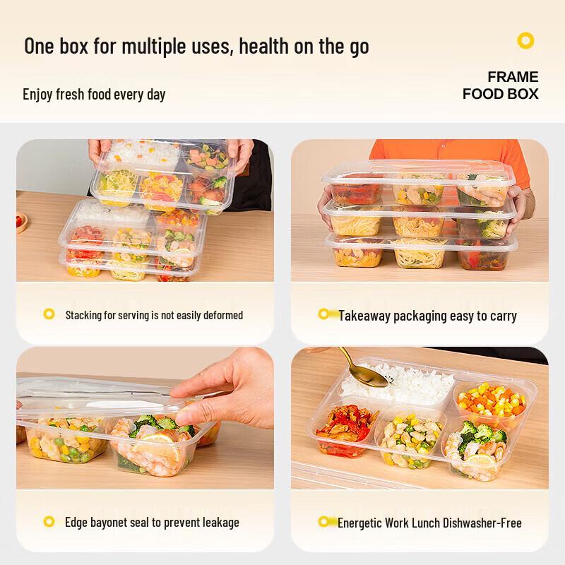 Temeiju Disposable 5-Compartment Meal Prep Containers