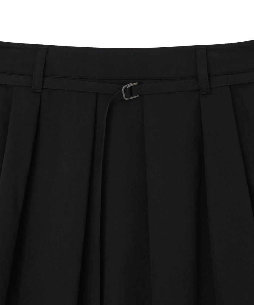 Lee Cotton Pleated Long Skirt Black