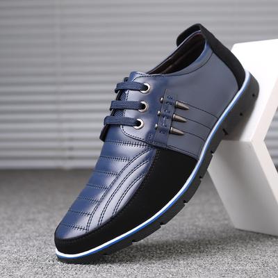 Casual Leather Leather Top Layer Leather Tie Round Head Low Help Dress Youth Shoes