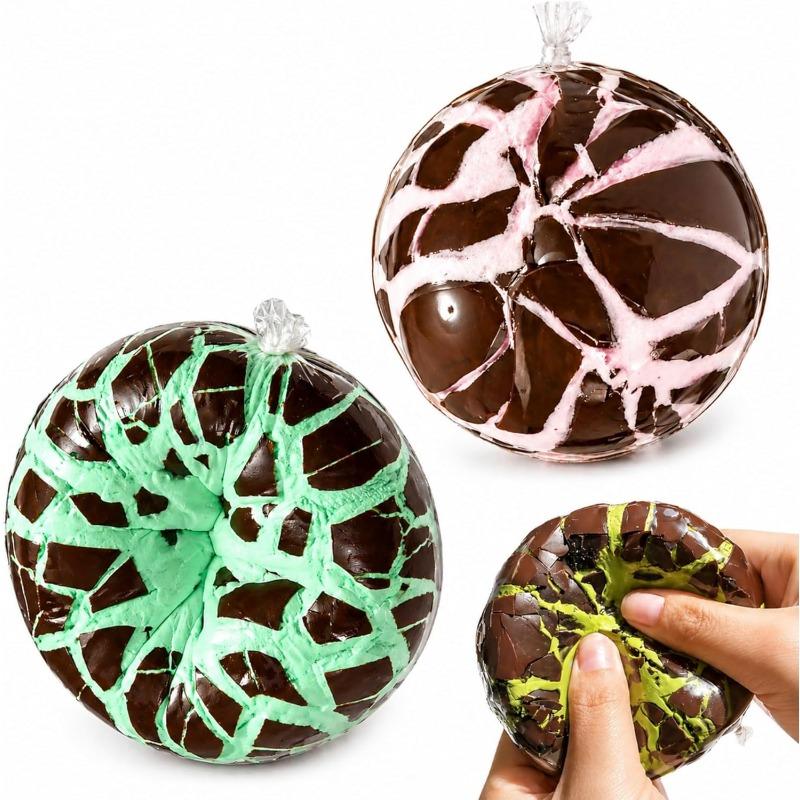 Wax Cracking Squishy, Crunchy Chocolate Squishy Ball, Soft Sensory Squeeze Toy for Stress Relief