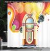 Cute Vintage Jukebox Shower Curtain Music Theme Design Bathroom Decor Retro Style Waterproof Bath Curtain