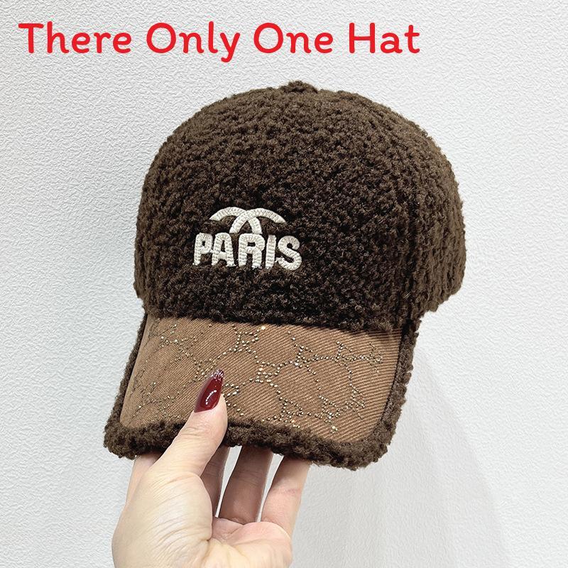 

Street Style Embroidered Letter Baseball Cap With Warm Fleece For Winter Fashion Brown Tree