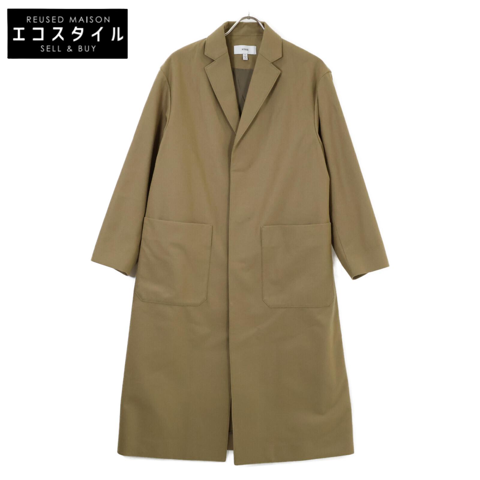 

HYKE 182-17174 Khaki Wool FLANNEL SHOP COAT/Single-breasted Chesterfield Coat coat 1 khakiUsed